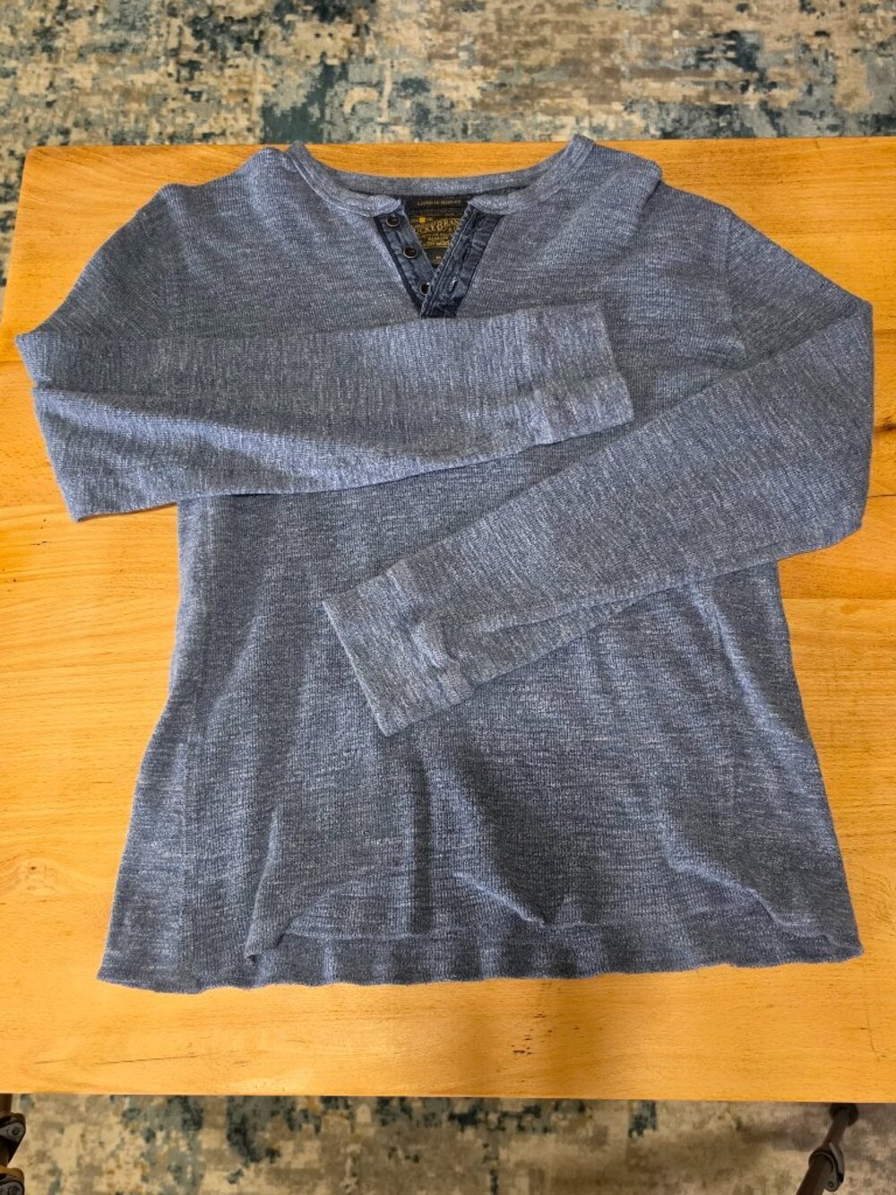 Lucky Brand Lived‑In Henley | Medium | Chambray Denim Look